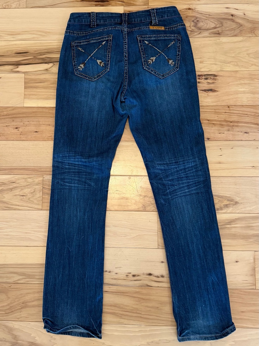 Cowgirl Tuff Dark Blue Boot Cut Jeans with Arrow Pocket Embroidery
